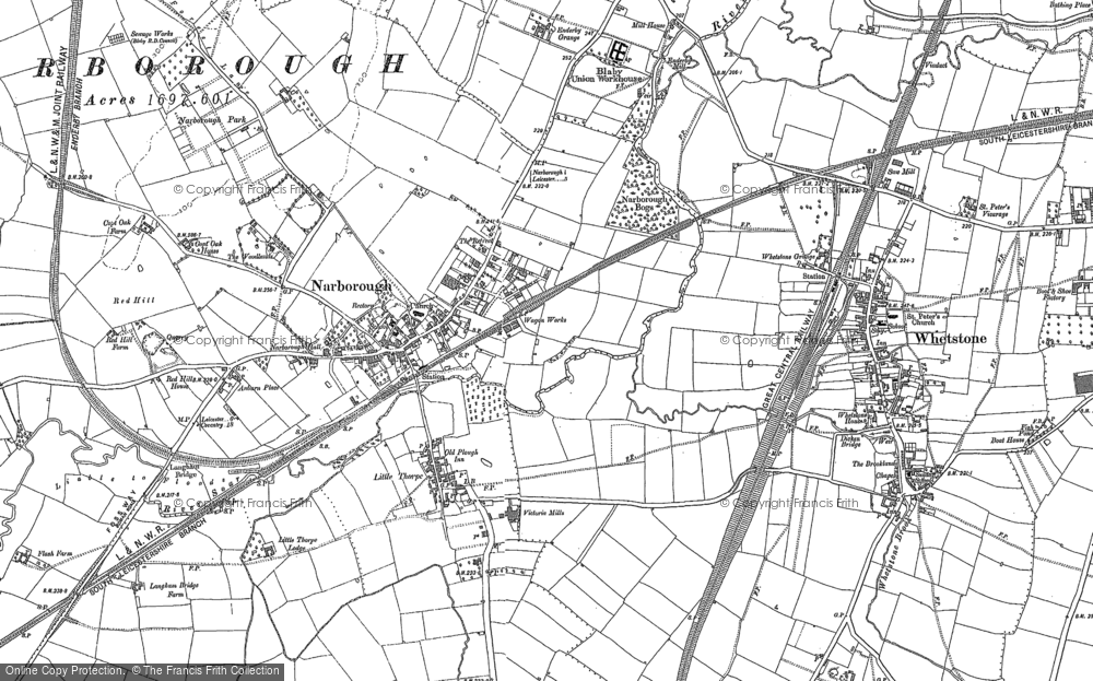 Old Map of Narborough, 1885 - 1886 in 1885