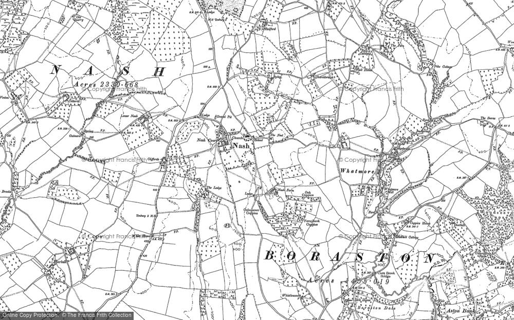 Old Map of Historic Map covering Tilsop in 1883