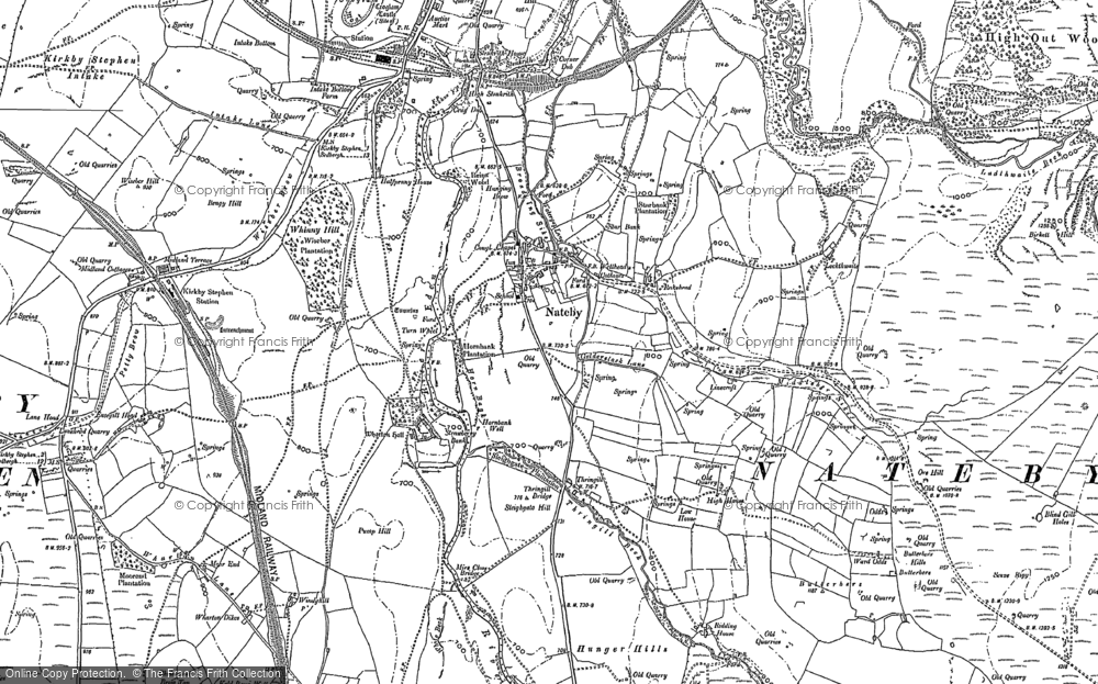 Old Map of Historic Map covering Wharton Fell in 1885