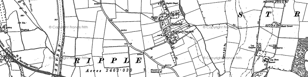 Old map of Hill Croome in 1883