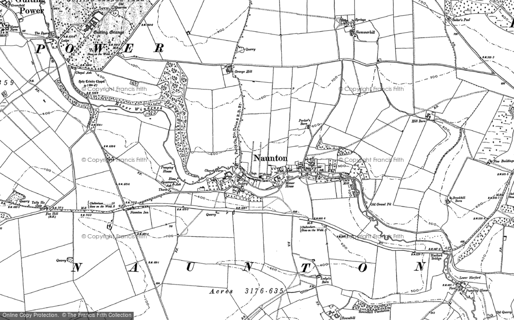 Old Map of Naunton, 1883 in 1883