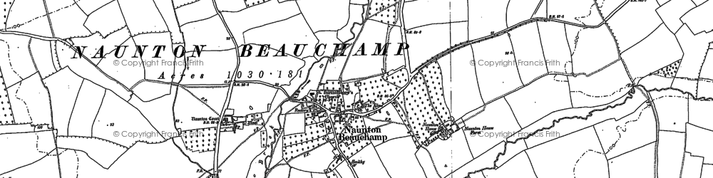 Old map of Naunton Beauchamp in 1884