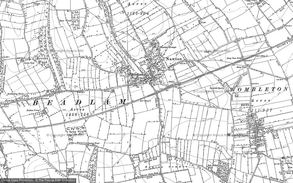 Old Map of Historic Map covering Boon Woods in 1891