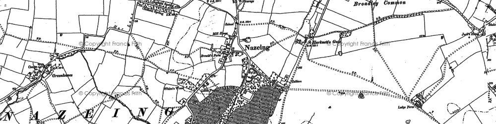 Old map of Nazeing Long Green in 1915