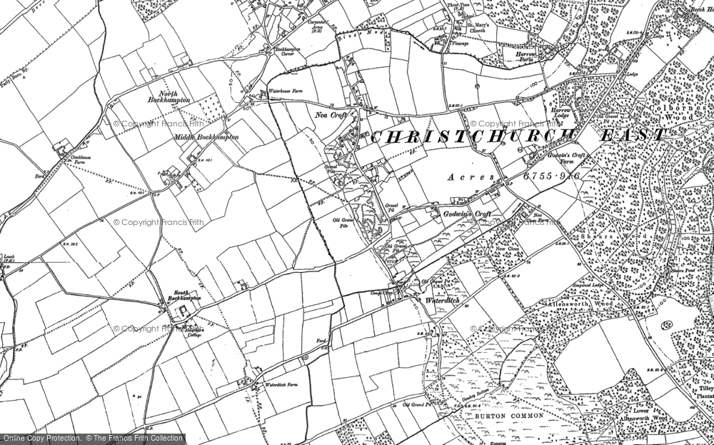 Old Map of Historic Map covering Waterditch in 1896