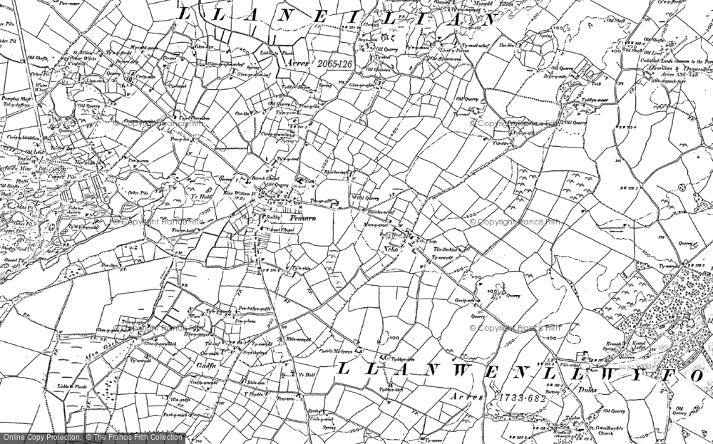 Old Map of Historic Map covering Bryn Fuches in 1899