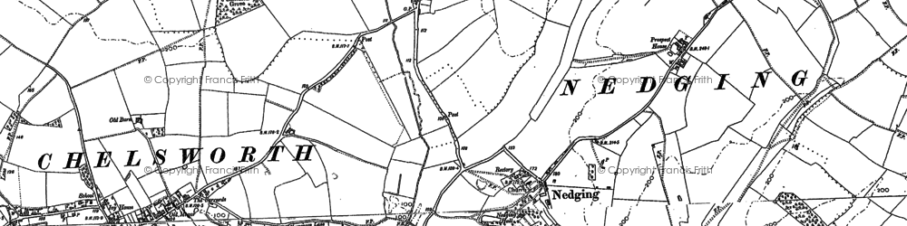 Old map of Nedging in 1884