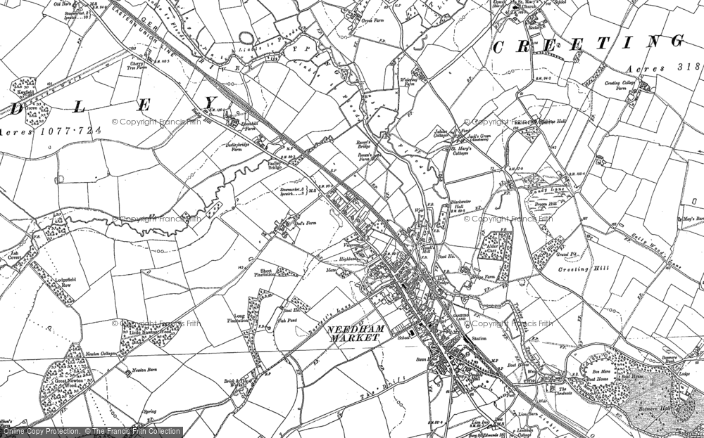 Old Map of Needham Market, 1883 - 1884 in 1883