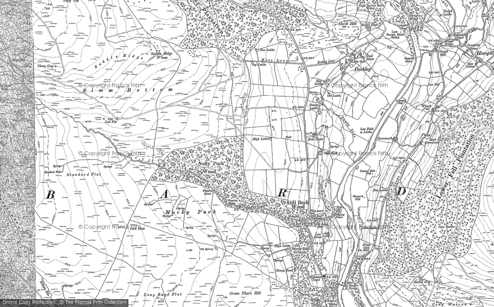 Old Map of Historic Map covering Barden Moor in 1907