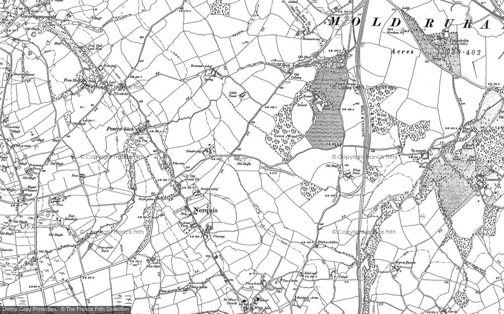 Old Map of Nercwys, 1910 in 1910