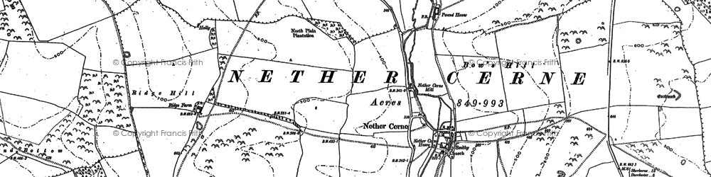 Old map of Nether Cerne in 1887