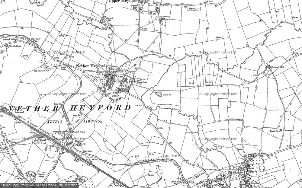 Old Map of Nether Heyford, 1883 - 1884 in 1883