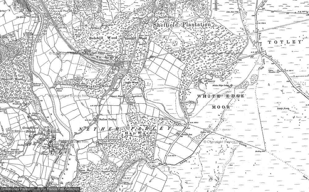 Old Map of Nether Padley, 1879 - 1880 in 1879