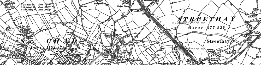Old map of Nether Stowe in 1882