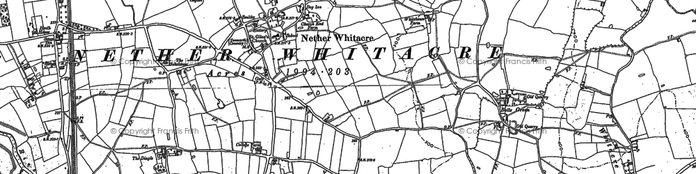 Old map of Nether Whitacre in 1886