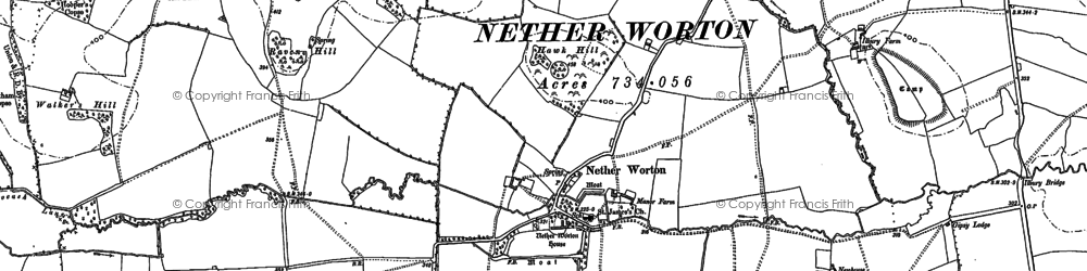 Old map of Nether Worton in 1898