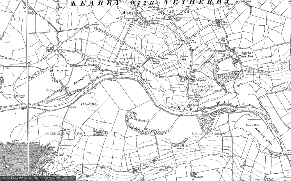 Old Map of Historic Map covering Barrowby Grange in 1888