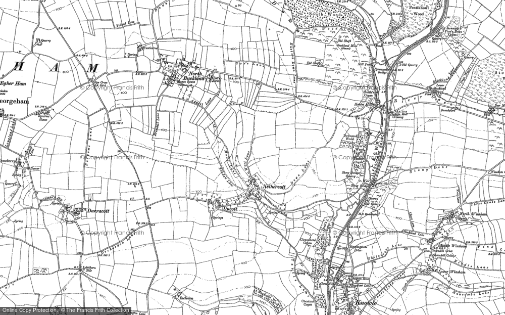 Old Map of Historic Map covering Upcott in 1886