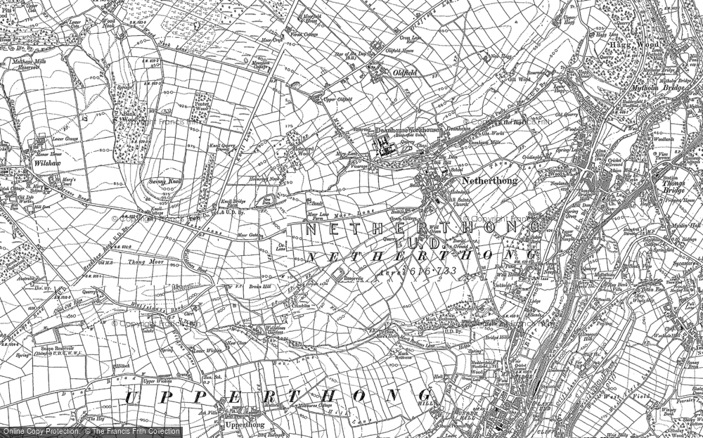 Old Map of Netherthong, 1888 - 1891 in 1888