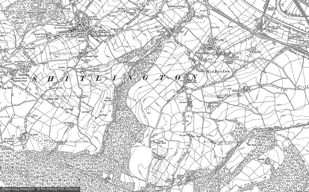 Old Map of Historic Map covering Calder and Hebble Navigation in 1890