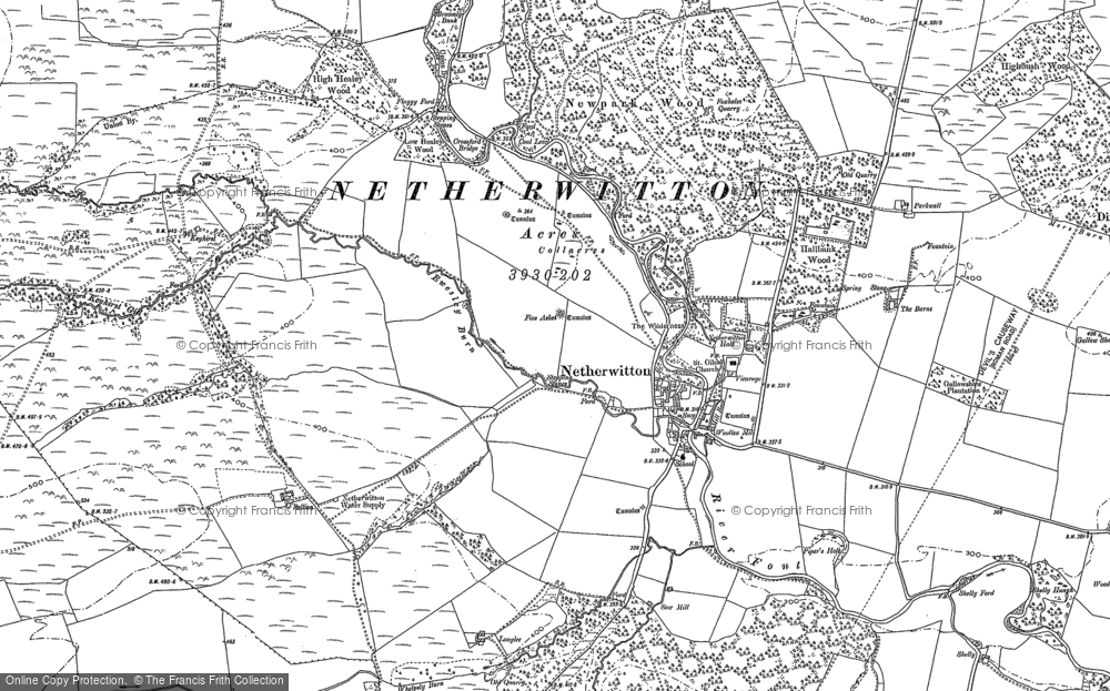 Old Map of Netherwitton, 1896 in 1896