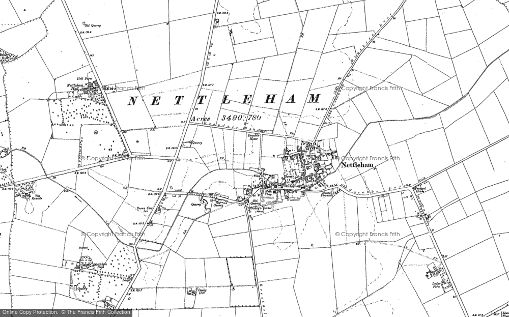 Old Map of Nettleham, 1885 - 1886 in 1885