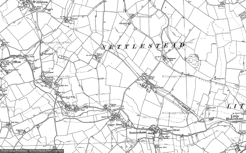 Old Map of Nettlestead, 1883 - 1884 in 1883