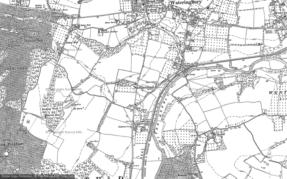 Old Map of Nettlestead, 1895 in 1895