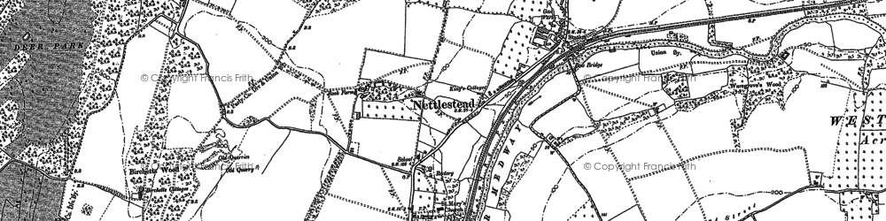 Old map of Nettlestead in 1895