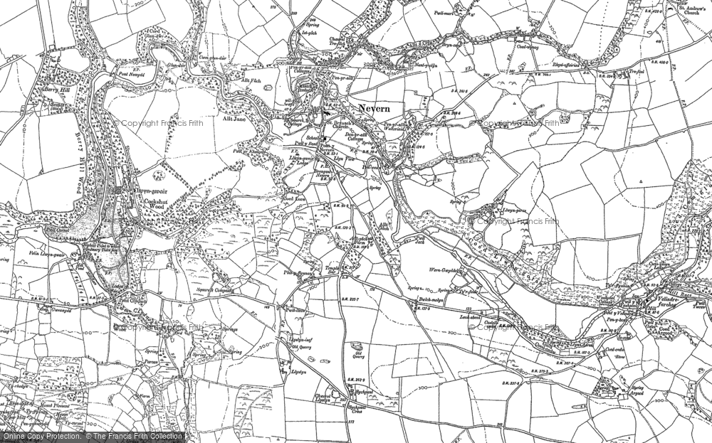 Old Map of Historic Map covering Velindre in 1888