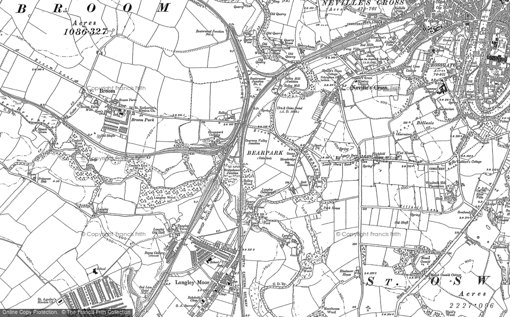 Old Map of Nevilles Cross, 1895 in 1895