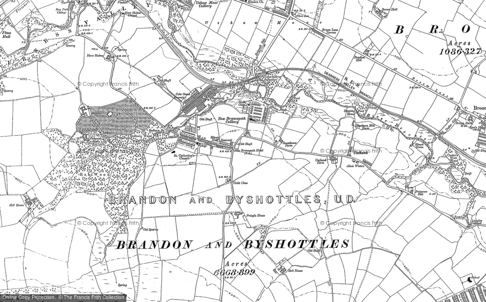 Old Map of New Brancepeth, 1895 in 1895