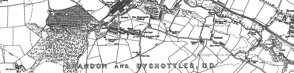 Old map of New Brancepeth in 1895