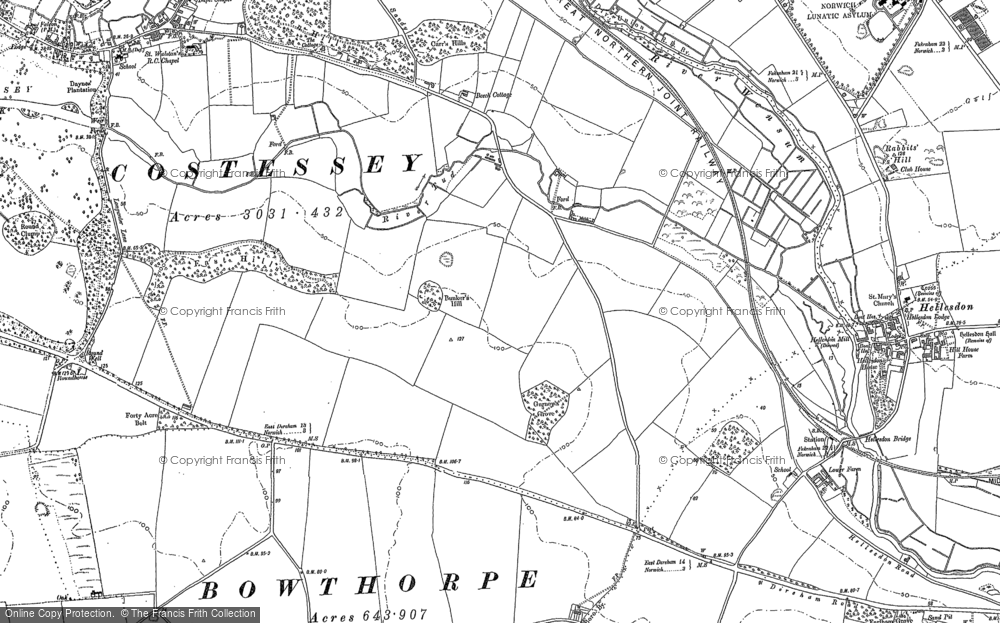 Old Map of Historic Map covering Bowthorpe in 1882