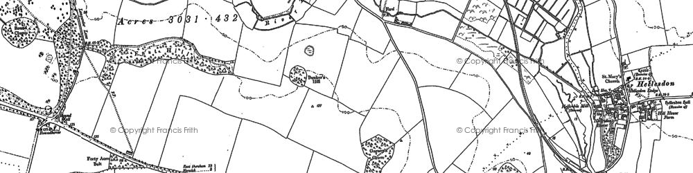 Old map of New Costessey in 1882