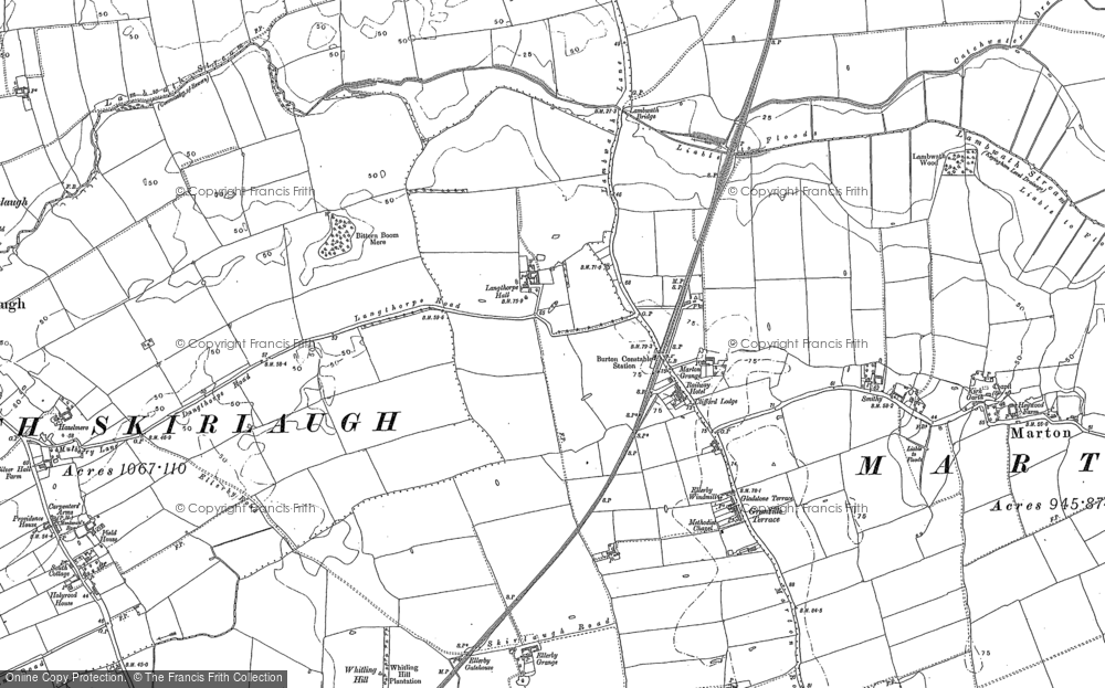 Old Map of Historic Map covering Langthorpe Hall in 1889