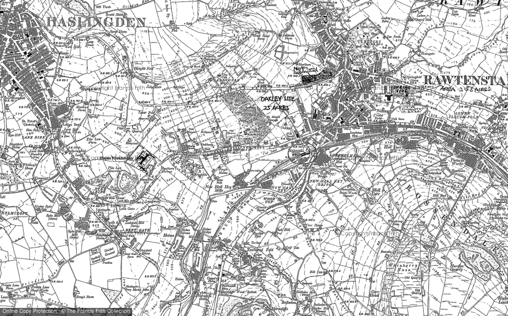 Old Map of New Hall Hey, 1891 - 1892 in 1891