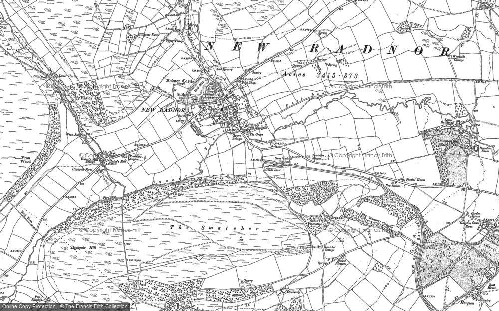 Old Ordnance Survey Maps East Radnorshire & Plan New Radnor 1908 Godfrey Edition 