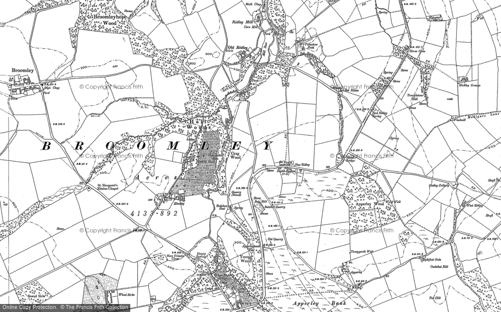 Old Map of Historic Map covering Apperley Dene in 1895