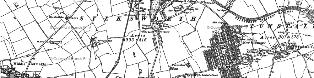 Old map of New Silksworth in 1914