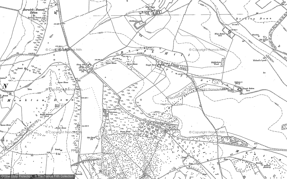 Old Map of Historic Map covering Berwick Bassett Clump in 1899