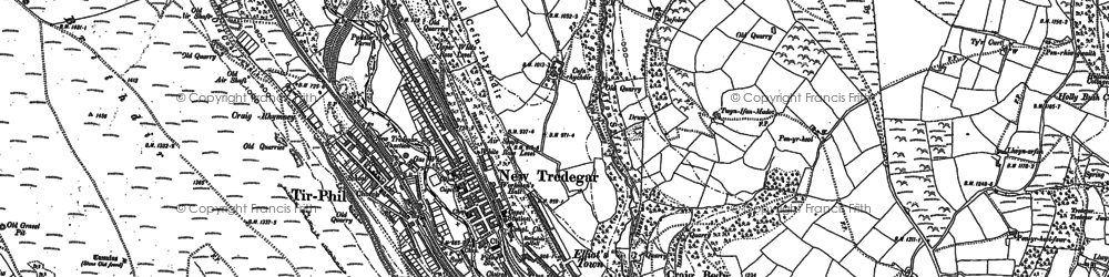 Old map of Bedlwyn in 1915