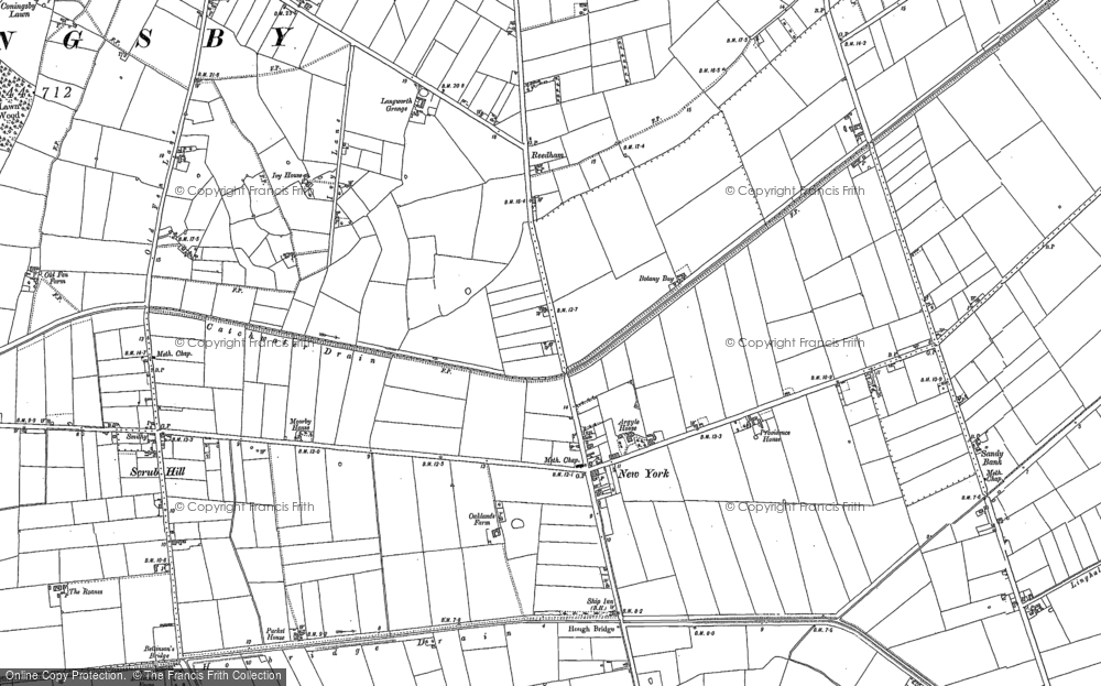 Old Map of Historic Map covering Hundle Houses in 1887