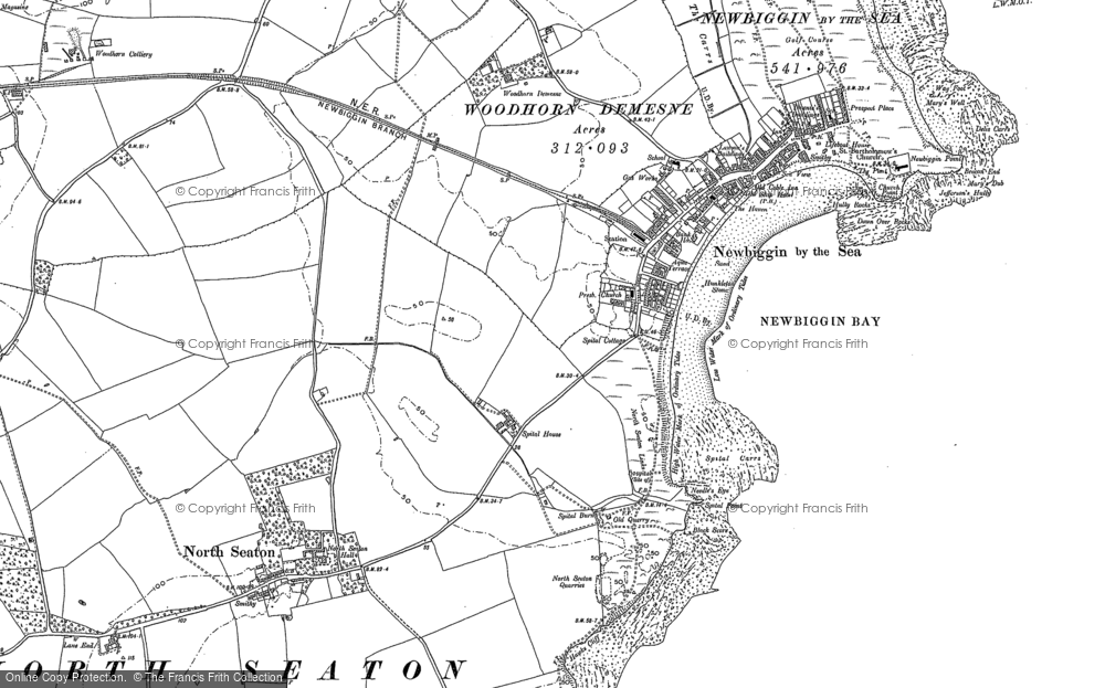 Old Map of Newbiggin-by-the-Sea, 1896 in 1896