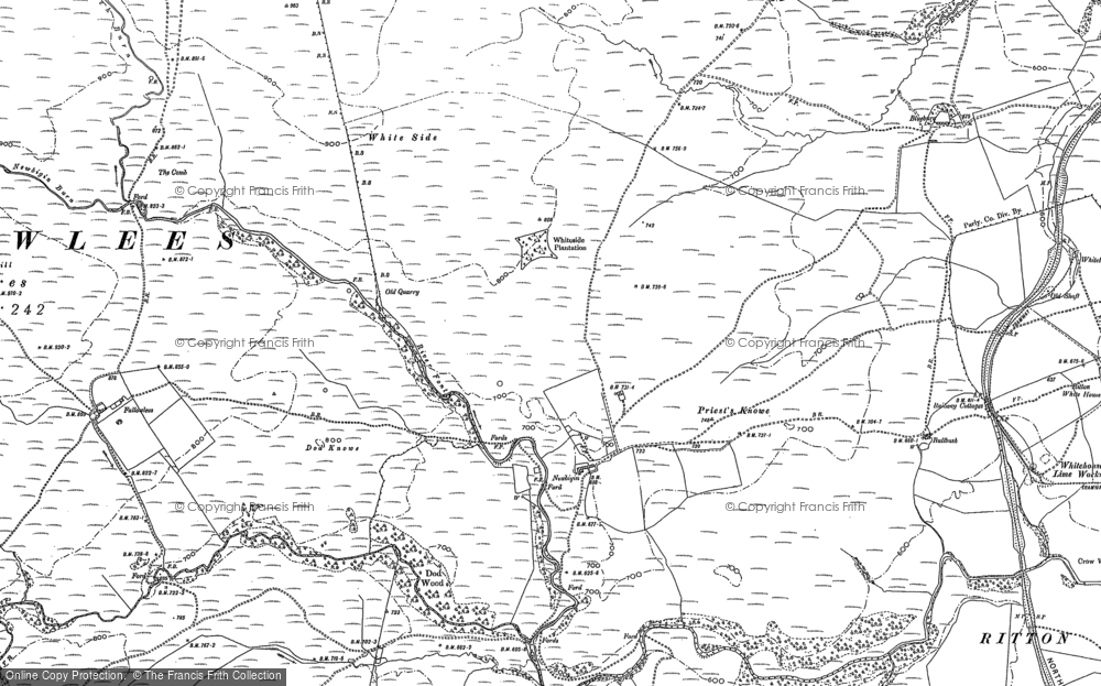 Old Map of Historic Map covering Blanch Burn in 1896