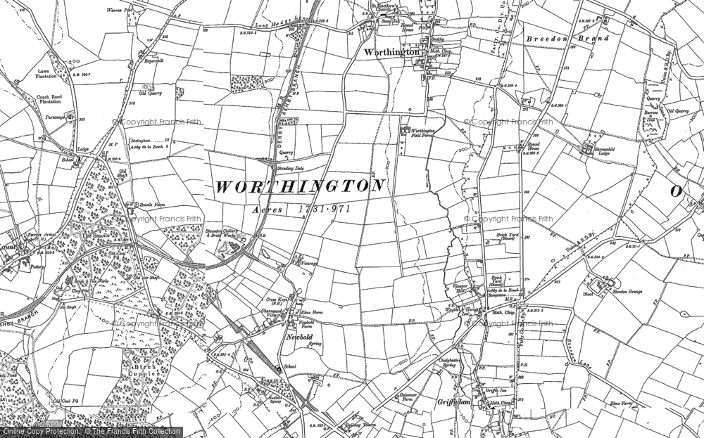 Old Map of Newbold, 1901 in 1901
