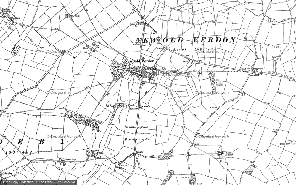 Old Map of Historic Map covering Hunt's Lane in 1885