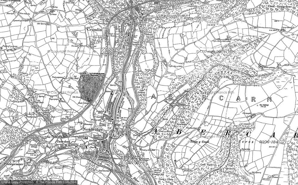 Old Map of Historic Map covering Pantside in 1899