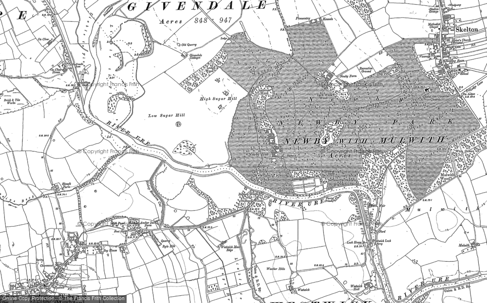 Old Map of Newby Hall, 1890 in 1890