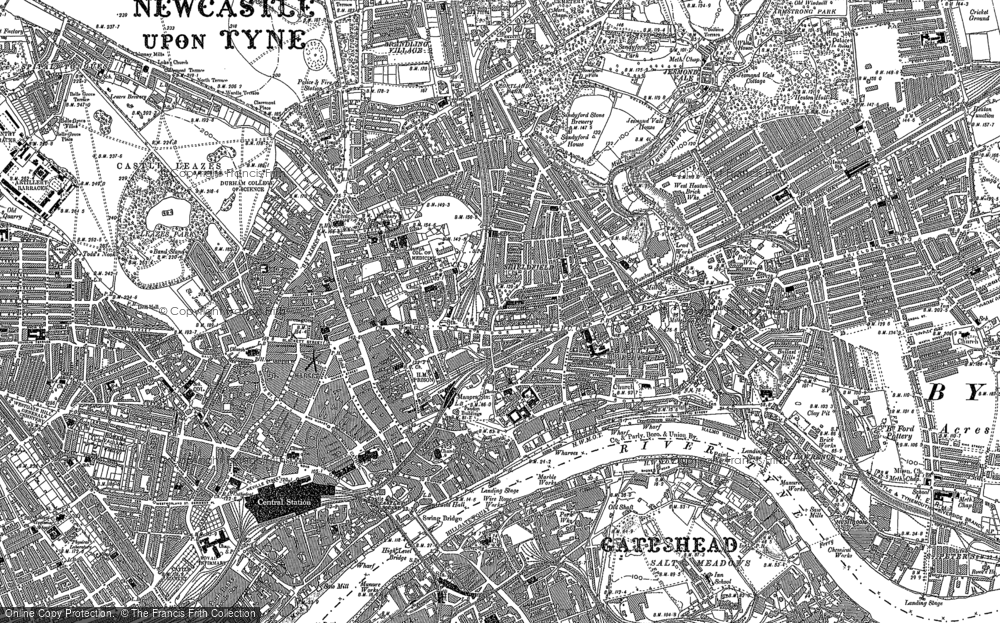 Old Map of Historic Map covering Shieldfield in 1894